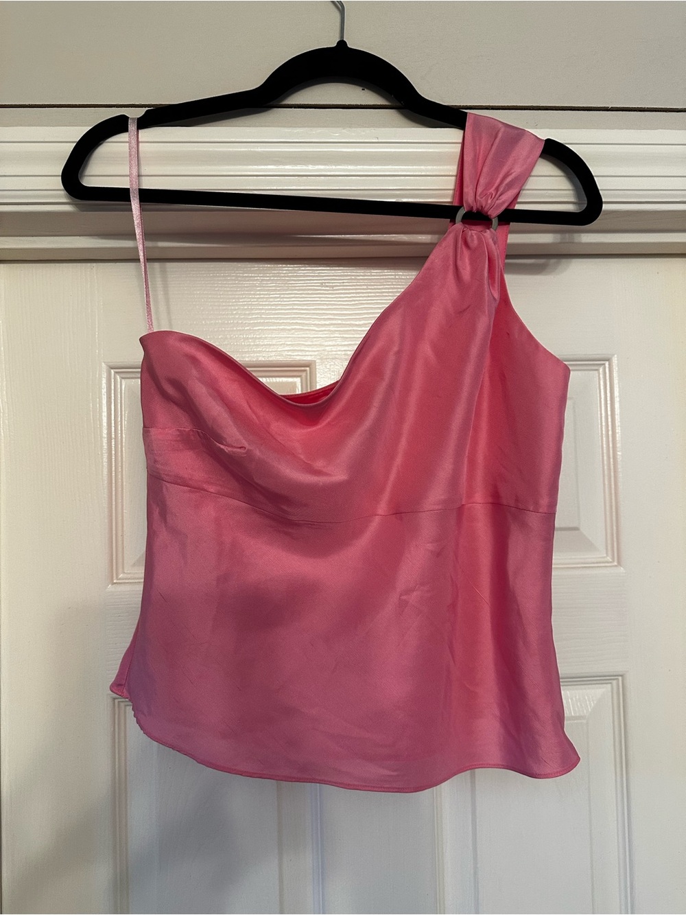 Pink One-Shoulder Satin Top